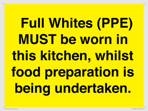  Full Whites (PPE) MUST be worn in this kitchen, whilst food preparation is being undertaken.